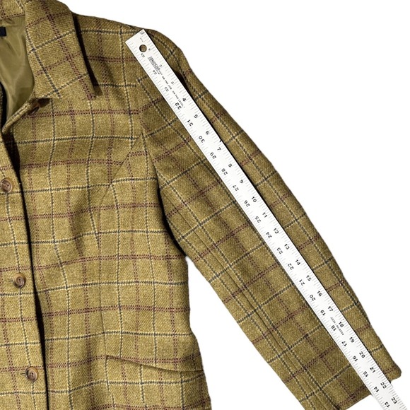 90s LANDS' END Wool Blazer Green Plaid Women's Jacket Size 10 Vintage Preppy - Picture 6 of 9